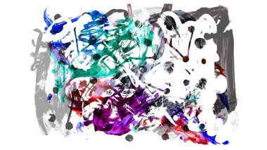 Siyah ve renkli boya karışımı, fırça darbesi ve doku. Grunge soyut elle boyanmış elementler. 