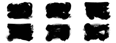 Siyah fırça darbesi ve doku. Grunge vektör soyut el boyalı element. Altı çizili ve sınır tasarımı.