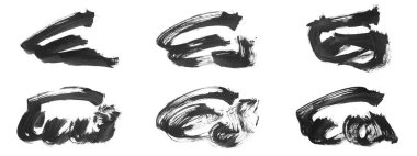 Siyah fırça darbesi ve doku. Grunge vektör soyut el boyalı element. Altı çizili ve sınır tasarımı.