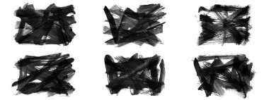 Siyah fırça darbeleri dokusu. Grunge soyut elle boyanmış elementler. Altı çizili ve sınır tasarımı.