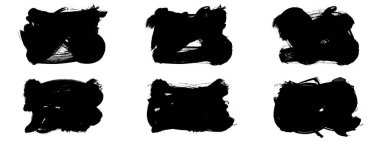 Siyah fırça darbeleri dokusu. Grunge soyut elle boyanmış elementler. Altı çizili ve sınır tasarımı.