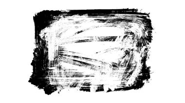 Siyah fırça darbesi ve doku. Grunge soyut elle boyanmış elementler. Altı çizili ve sınır tasarımı.