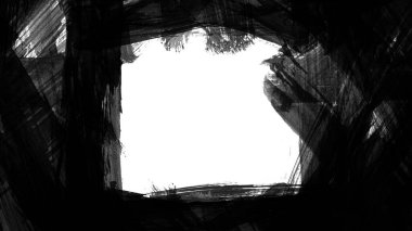 Fırça darbesi ve dokusu olan siyah çerçeve. Grunge soyut elle boyanmış elementler. Altı çizili ve sınır tasarımı.