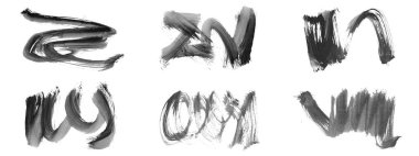 Siyah fırça darbeleri dokusu. Grunge soyut elle boyanmış elementler. Altı çizili ve sınır tasarımı.