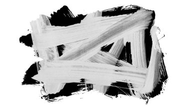 Siyah fırça darbesi ve doku. Grunge soyut elle boyanmış elementler. Altı çizili ve sınır tasarımı.