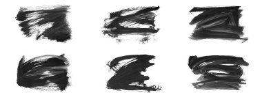 Siyah fırça darbeleri dokusu. Grunge soyut elle boyanmış elementler. Altı çizili ve sınır tasarımı.