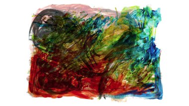 Siyah ve renkli boya karışımı, fırça darbesi ve doku. Grunge soyut elle boyanmış elementler. 