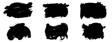 Siyah fırça darbeleri dokusu. Grunge soyut elle boyanmış elementler. Altı çizili ve sınır tasarımı.