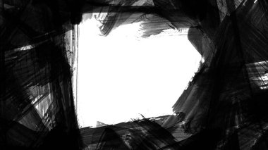 Fırça darbesi ve dokusu olan siyah çerçeve. Grunge soyut elle boyanmış elementler. Altı çizili ve sınır tasarımı.