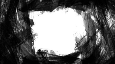 Fırça darbesi ve dokusu olan siyah çerçeve. Grunge soyut elle boyanmış elementler. Altı çizili ve sınır tasarımı.