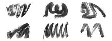 Siyah fırça darbeleri dokusu. Grunge soyut elle boyanmış elementler. Altı çizili ve sınır tasarımı.