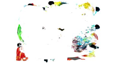 Siyah ve renkli boya karışımı, fırça darbesi ve doku. Grunge soyut elle boyanmış elementler. 