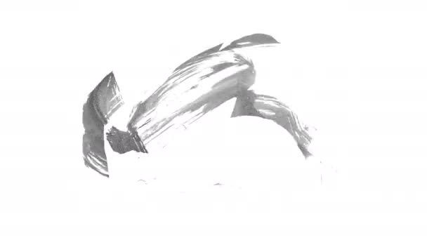 白い背景にアニメーションのグランジブラシ 抽象的な手 塗装要素 グランジブラシストロークアニメーション 境界線と境界線のデザイン シームレスなループの背景 — ストック動画