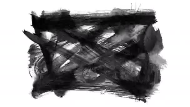 Animatie Grunge Penseelstreken Een Witte Achtergrond Abstracte Hand Geschilderd Element — Stockvideo