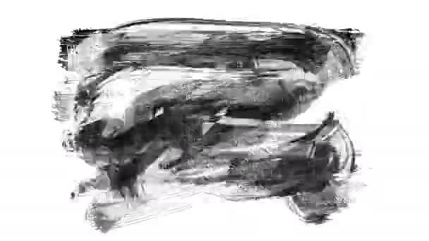Animation Grunge Penseldrag Vit Bakgrund Abstrakt Hand Målat Element Grunge — Stockvideo