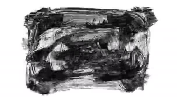 Animation Coups Pinceau Grunge Sur Fond Blanc Main Abstraite Élément — Video