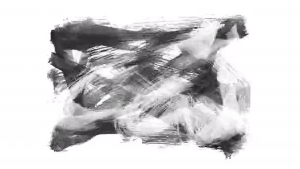 白い背景にアニメーションのグランジブラシ 抽象的な手 塗装要素 グランジブラシストロークアニメーション 境界線と境界線のデザイン シームレスなループの背景 — ストック動画
