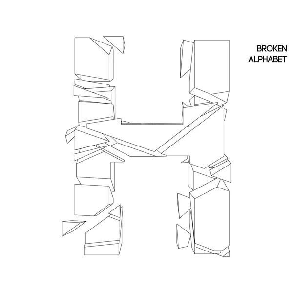 Złamane alfabet litery h — Wektor stockowy