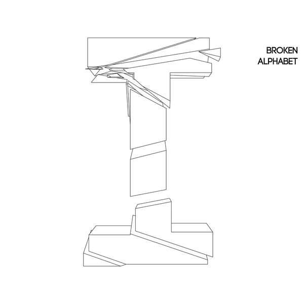 Alfabeto quebrado letra i — Vetor de Stock
