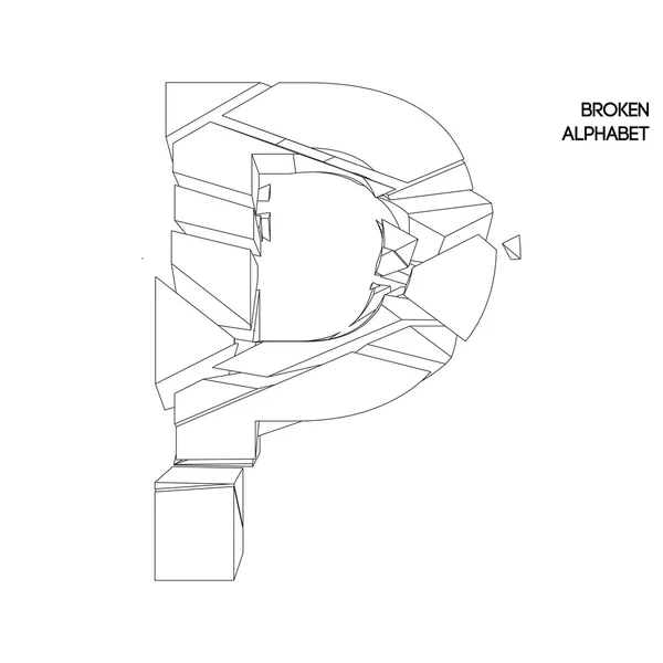 Alfabeto quebrado letra p — Vetor de Stock