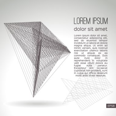 Gri bir arka plan üzerinde soyut geometrik kafes. Vektör tasarımı.