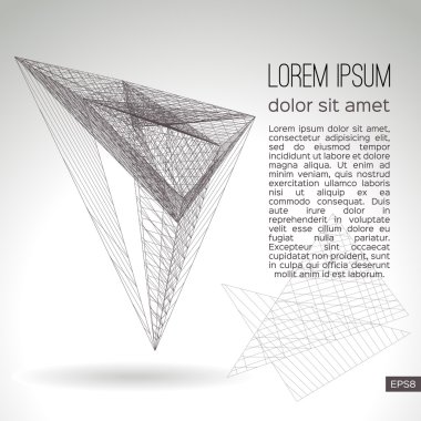 Gri bir arka plan üzerinde soyut geometrik kafes. Vektör tasarımı.