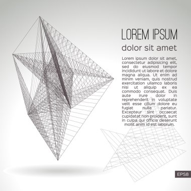 Gri bir arka plan üzerinde soyut geometrik kafes. Vektör tasarımı.