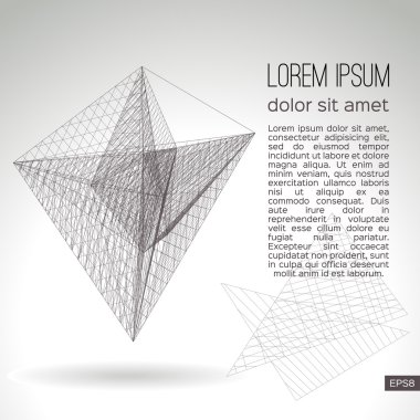 Gri bir arka plan üzerinde soyut geometrik kafes. Vektör tasarımı.