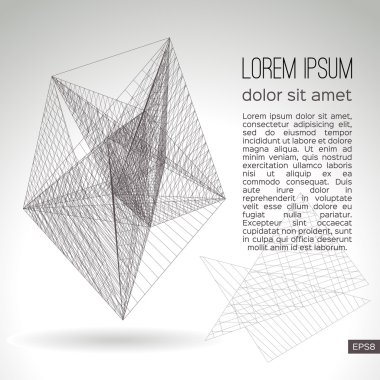 Gri bir arka plan üzerinde soyut geometrik kafes. Vektör tasarımı.