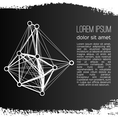 Gri bir arka plan üzerinde soyut geometrik kafes. Vektör tasarımı.
