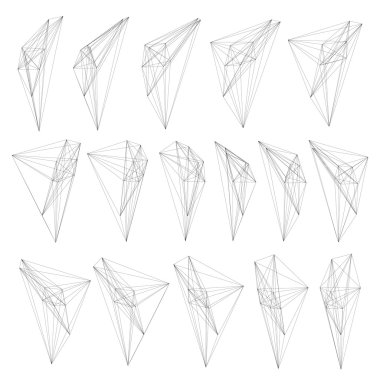 3d modern asimetrik soyut nesneleri kümesi. Vektör tasarımı.