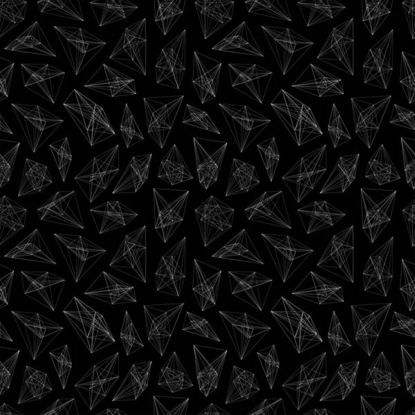 Nahtloses Muster asymmetrischer abstrakter 3D-Objekte. — Stockvektor