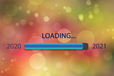 Bokeh light arkaplan üzerine yeni yıl barı yükleniyor. Yeni yıl arifesi kavramı.