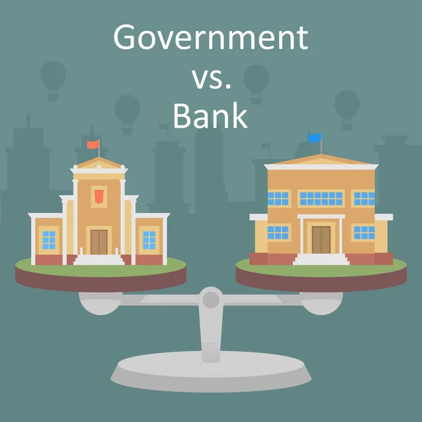 Governo versus Banco — Vetor de Stock