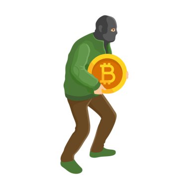 Bitcoin hırsızı karakter vektör çizimini çaldı