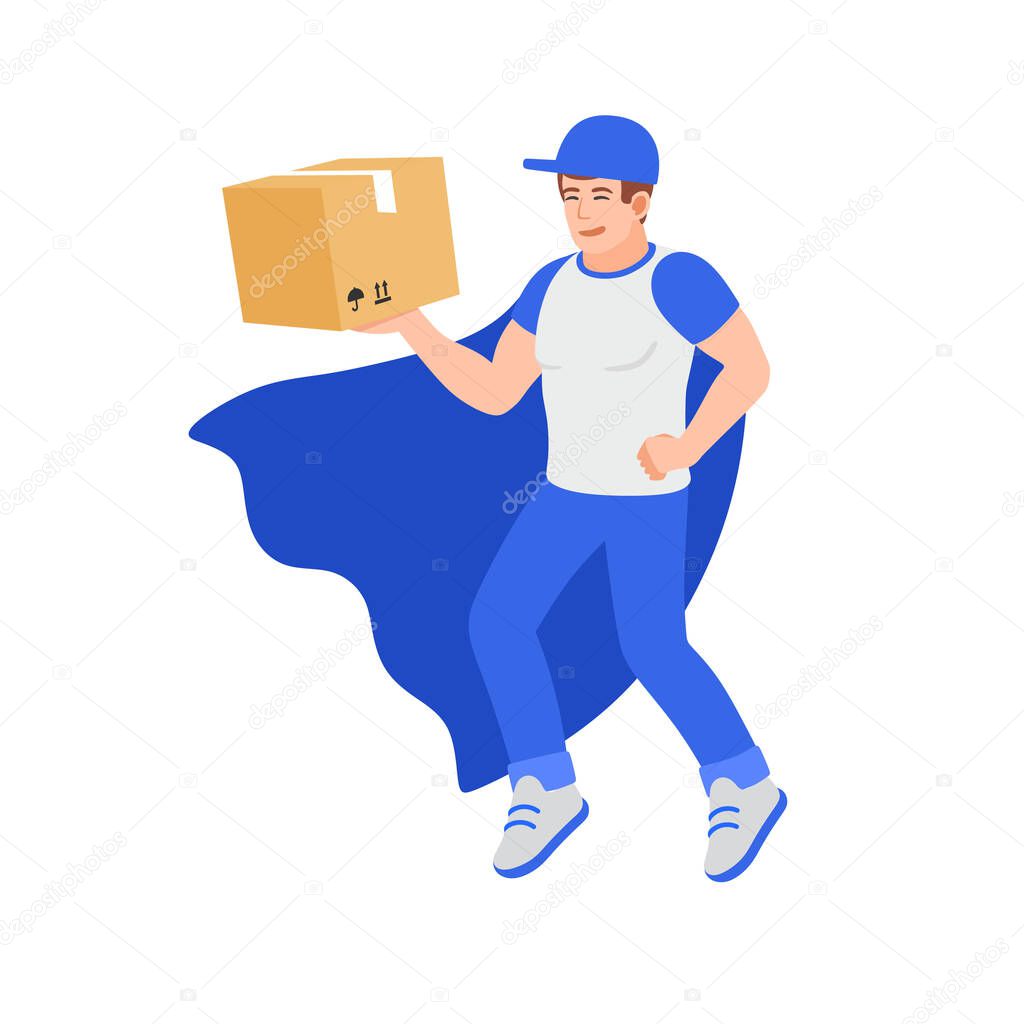 Delivery man character superhero vector illustration