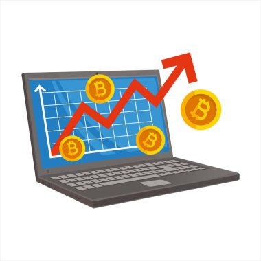 Bitcoin büyüme grafiği vektör görüntüsü