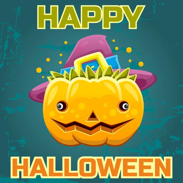 Calabaza de Halloween sombrero mágico — Vector de stock