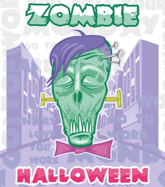 Zombie halloween kota - Stok Vektor