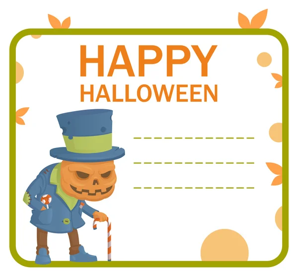 Carte monstre citrouille Halloween — Image vectorielle