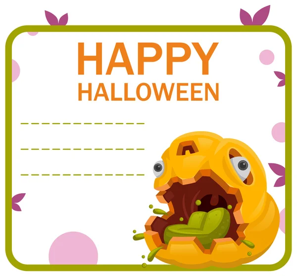 Halloween calabaza monstruo veneno tarjeta — Vector de stock