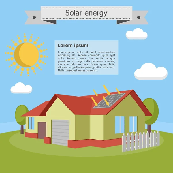 太陽エネルギー住宅ヴィラ パネル等尺性エネルギー生態 — ストックベクタ