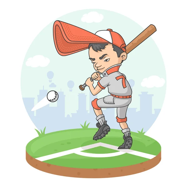 Estadio de softbol jugador de la liga de béisbol niño jugador — Vector de stock