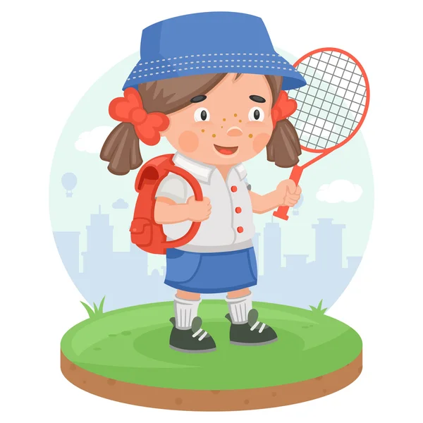 Schulmädchen Bildung Sport Tennis — Stockvektor