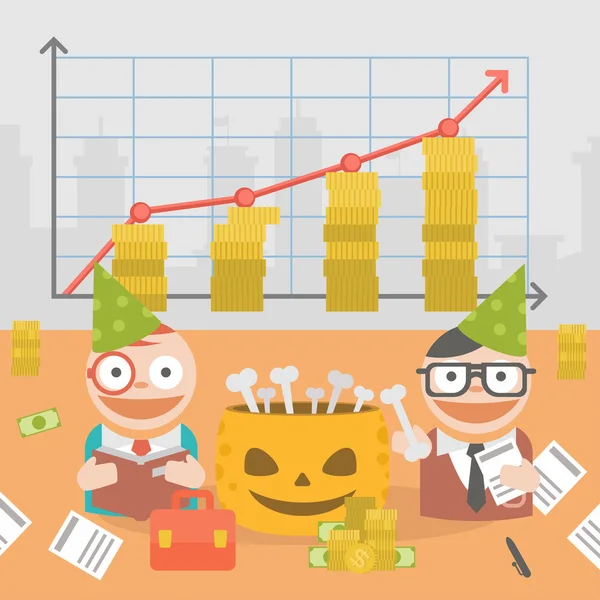 Businessman halloween party profit — Stock Vector