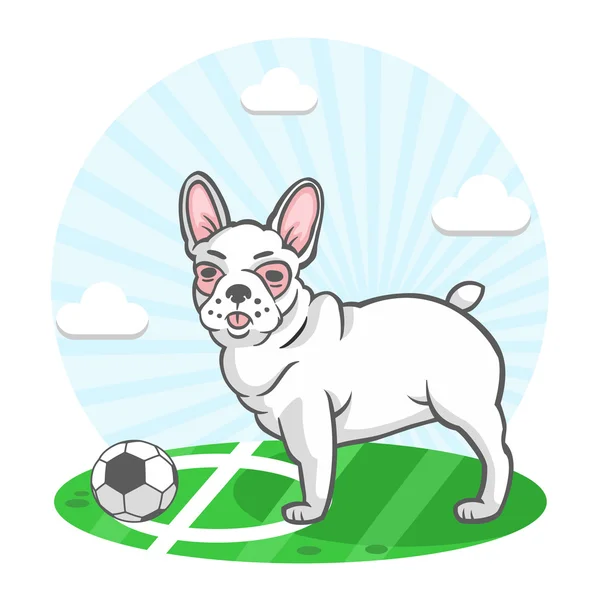 Bulldog dog french pet sport football soccer — Stock Vector