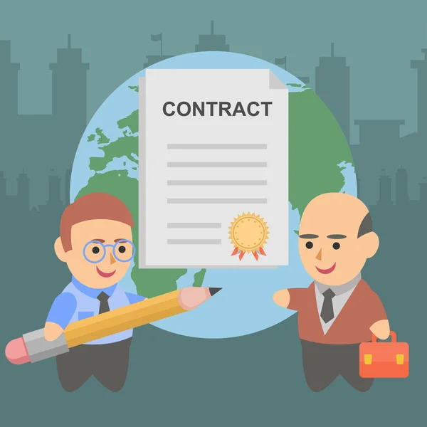 Businessman contract planet — Stock Vector