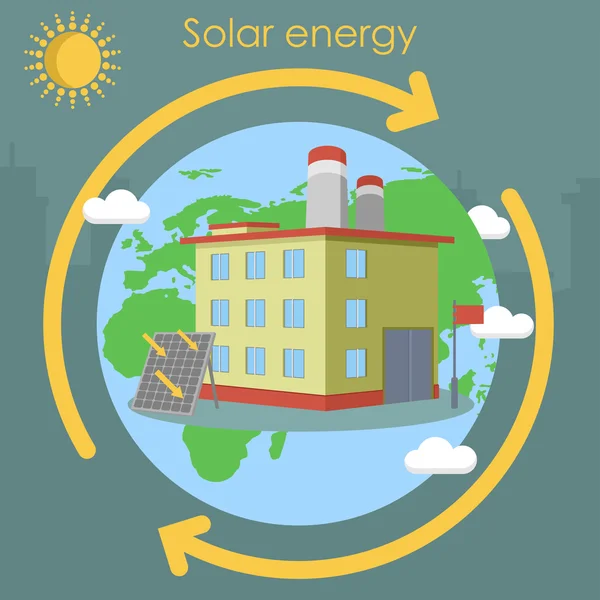 Énergie solaire usine planète — Image vectorielle