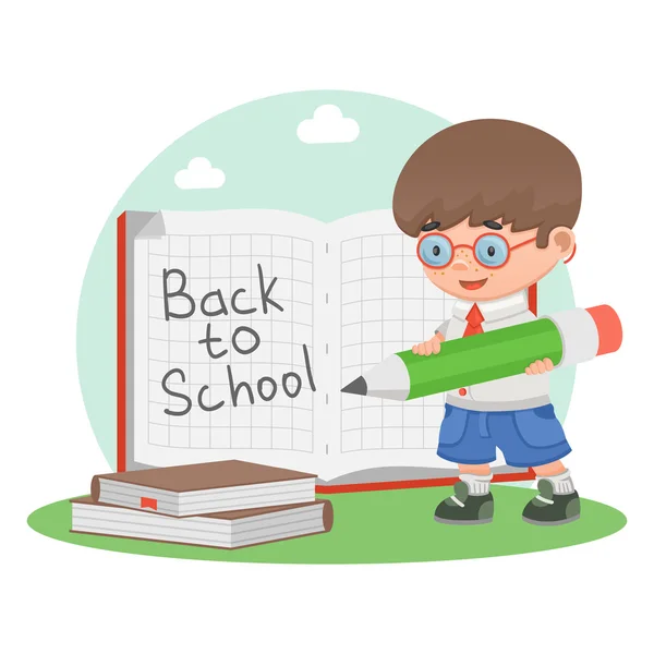 Skolpojke skola utbildning notebook — Stock vektor