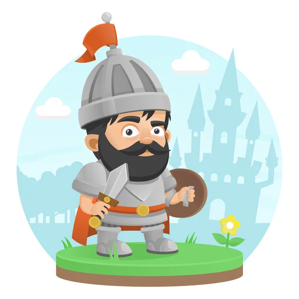 Guerrero personaje castillo leyenda — Vector de stock